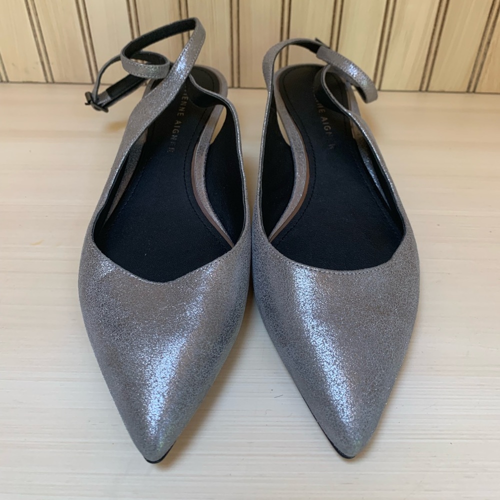 Etiënne Aigner silver kitten heel shoes